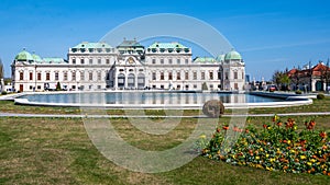 Schloss Belvedere with majestic pond in Vienna Austria