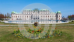 Schloss Belvedere with majestic pond in Vienna Austria