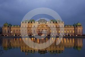 Schloss Belvedere at night. photo