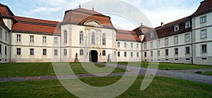 Schloss Fasanerie, palace complex from the 1700s, near Fulda, frontal facade of the Court of Honor, Eichenzell, Germany