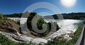 Schloss Laufen and the `Rheinfall`, last waterfall on the Rhine river, Schaffhausen