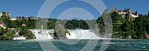 Schloss Laufen and the `Rheinfall`, last waterfall on the Rhine river, Schaffhausen