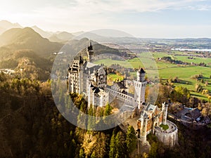 Schloss Neuschwanstein, view from the vicinity of the Marien Bridge, Schwangau,Germany