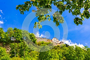 Schloss Vaduz Castle above the town at nice spring day Liechtenstein