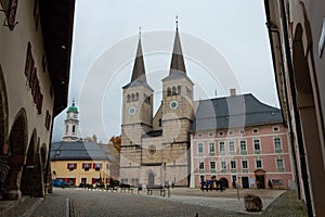 Schlossplatz Castle Square Berchtesgaden with church, Germany.