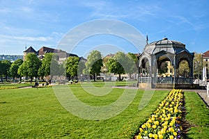 Schlossplatz (Castle square) with Fountains in Stuttgart City, Germany