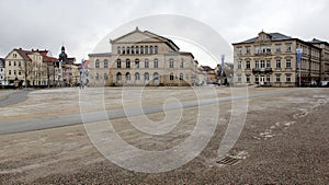 Schlossplatz, northern side with the Landestheater and Palais Edinburgh, Coburg, Germany