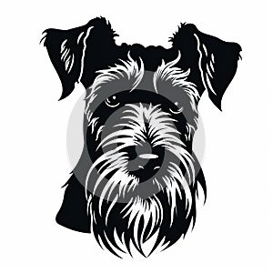 Schnauzer Dog Head Vector Cut - White And Black Style