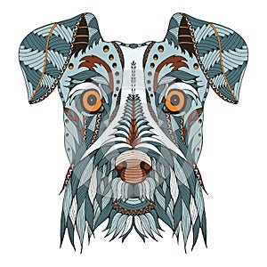 Schnauzer dog head zentangle stylized, vector, illustration, freehand pencil, hand drawn, pattern. Zen art. Ornate vector. Lace. photo