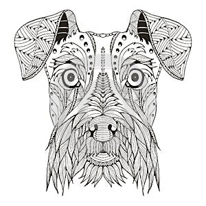 Hombre barbudo el perro cabeza estilizado, ilustraciones 