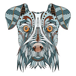 Schnauzer dog head zentangle stylized, vector, illustration, freehand pencil, hand drawn, pattern. Zen art. Ornate vector. Lace.