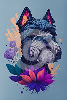 Schnauzer face in designed for art and painting.