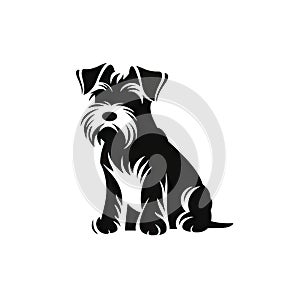 Schnauzer Icon, Dog Black Silhouette, Puppy Pictogram, Pet Outline, Schnauzer Symbol Isolated