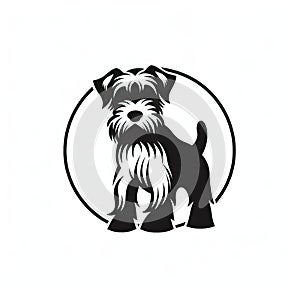 Schnauzer Icon, Dog Black Silhouette, Puppy Pictogram, Pet Outline, Schnauzer Symbol Isolated