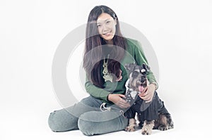 Schnauzer and its owner