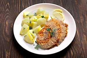 Schnitzel with boiled potato