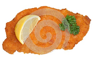 Schnitzel chop cutlet with lemon isolated photo