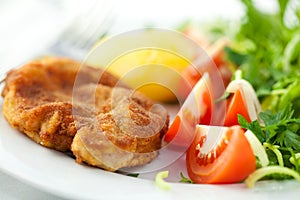 Schnitzel with fresh vegetables