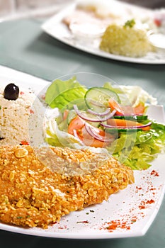 Schnitzel with rice