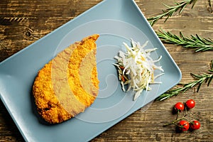 Chicken schnitzel top view