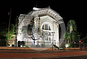 Schoelcher Library, Fort de France, Martinique at night