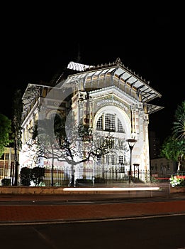 Schoelcher Library, Fort de France, Martinique at night