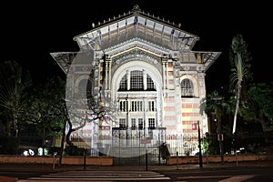 Schoelcher Library, Fort de France, Martinique at night