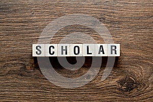 Scholar - word concept on building blocks, text