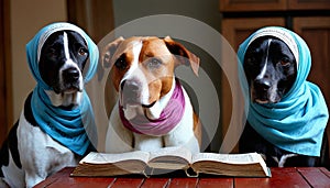 Scholarly Pooches with Books
