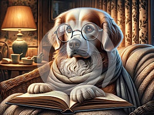 The Scholarly Pup: A Journey Through Pages. Generative AI.