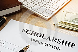Scholarship application for student. Money for education. photo