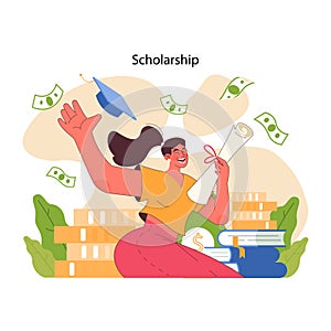 Scholarship concept. Flat vector illustration