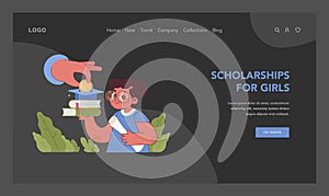 Scholarships for Girls concept. Flat vector illustration