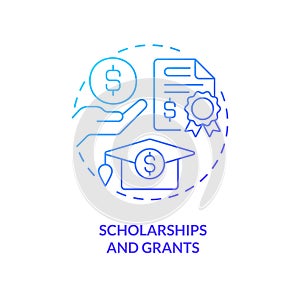 Scholarships and grants blue gradient concept icon
