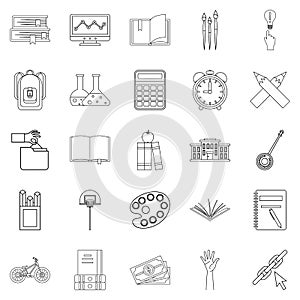 Scholastic degree icons set, outline style