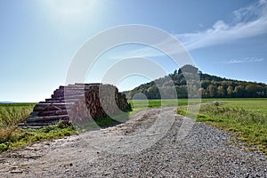 Schona, Germany - October 13, 2019: stone path leading to Zirkelstein castle in Saxon Switzerland photo