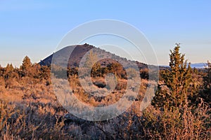 Lava Beds National Monument, Evening Light on Schonchin Butte, Northern California, USA