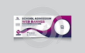 Schoo admission Banner design red black white color, media cover design, facebook cover abstract, illustration poster