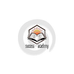 School academy logos, book illustrations, sun, colors. vector template design