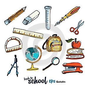 School accessories. Pictures collection