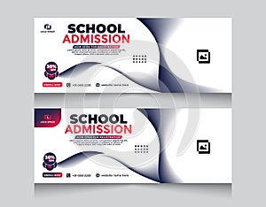 School admission Banner design set red black white color, media cover design, facebook cover abstract, illustration poster