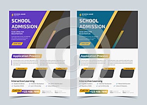 school admission flyer. back to school promotion. kid school ad