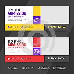 School admission social media facebook cover or banner template