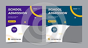 school admission social media post. back to school flyer. education social media post and flyer
