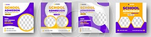 School admission social media post banner design. back to school social media post banner design set.