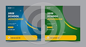 school admission social media post. school admission flyer. educational flyer and social media post