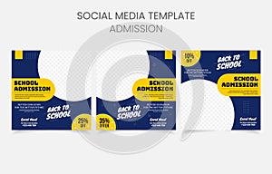 School admission template banner set social media post