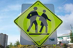 School Ahead sign in Yellowknife, Canada