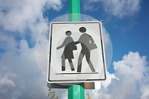 School Ahead sign in Yellowknife, Canada