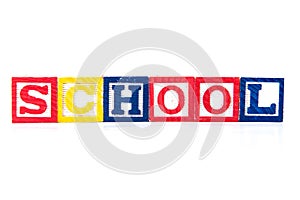 School - Alphabet Baby Blocks on white